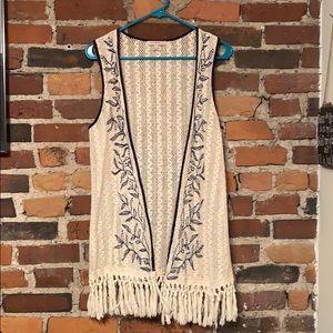 Blu Pepper BOHO Knit Fringe Vest